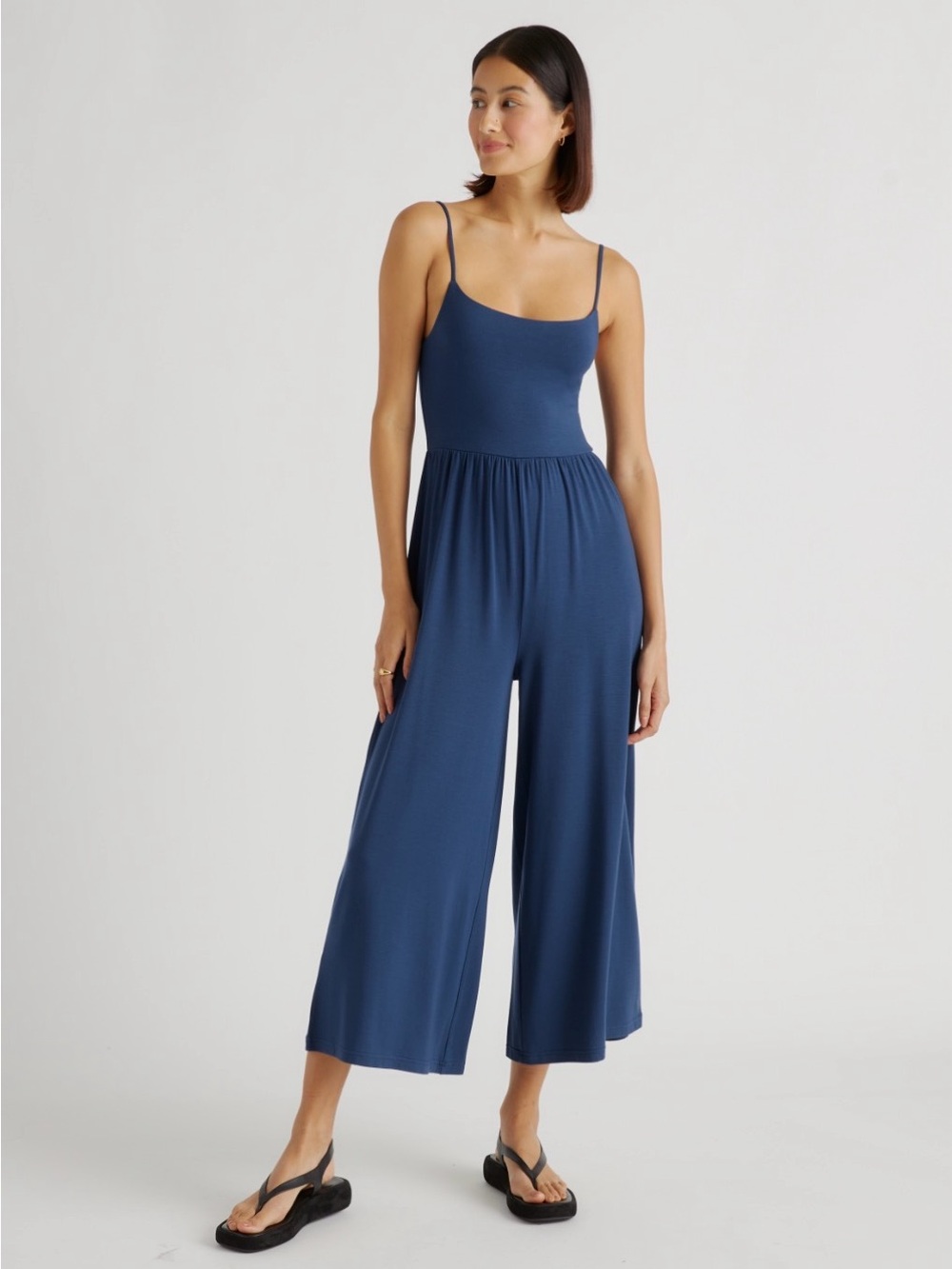 Quince Tencel Jersey Wide Leg Jumpsuit - M